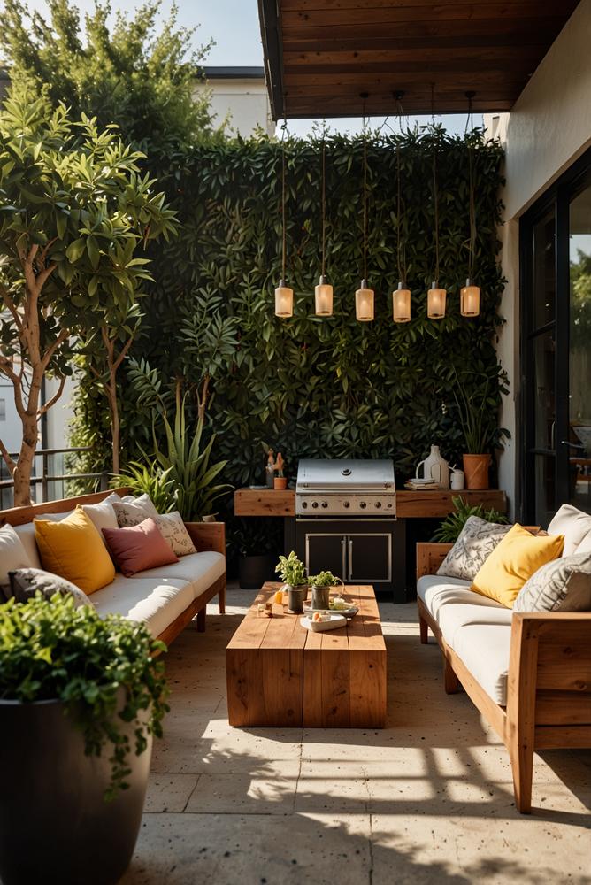 Helle und einladende BBQ-Geburtstagsfeier auf der Terrasse