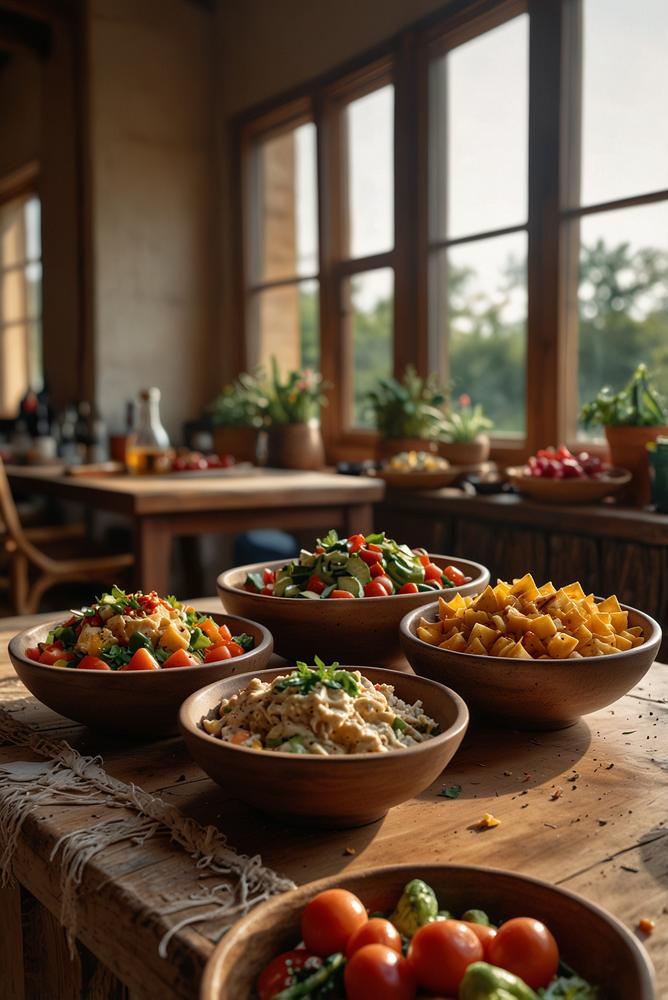 Boho Buffet mit handgemachten Snacks hell und einladend