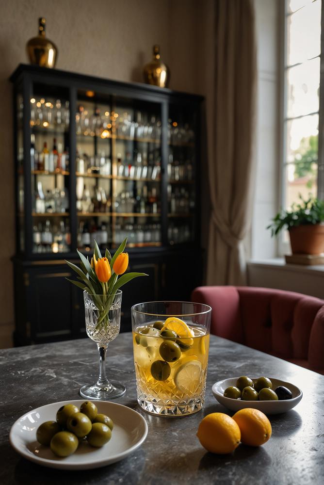 Heller stilvoller Aperitif-Empfang zu Hause
