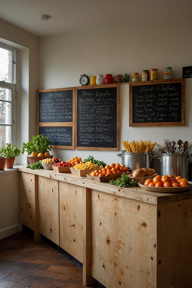 Helle moderne Küche mit DIY Food-Markt und Partydeko