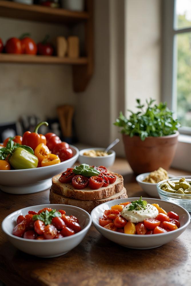 Helle und einladende DIY-Tapas-Station mit frischen Zutaten