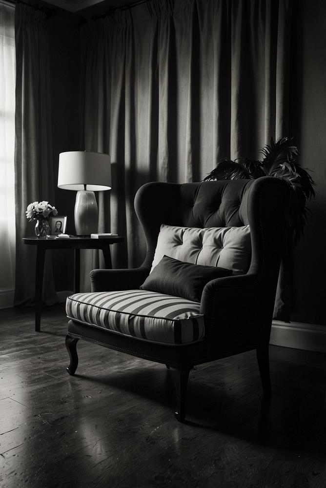 Elegante Schwarz-Weiß-Photoecke mit Polaroidkamera und Accessoires