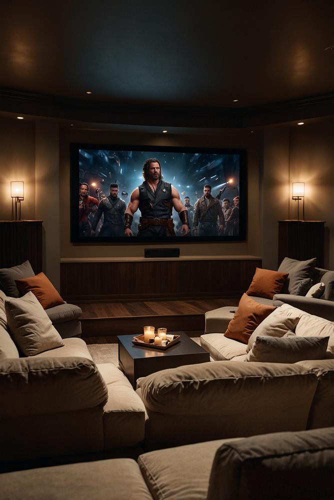 Helles und einladendes Heimkino für Filmabend-Geburtstag