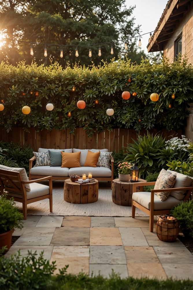 Hell erleuchteter Garten-Grillabend zur Geburtstagsfeier