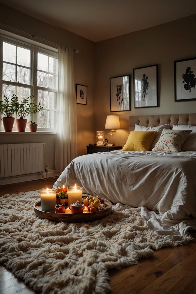 Hell und einladend gestaltete Pyjama-Party im Schlafzimmer