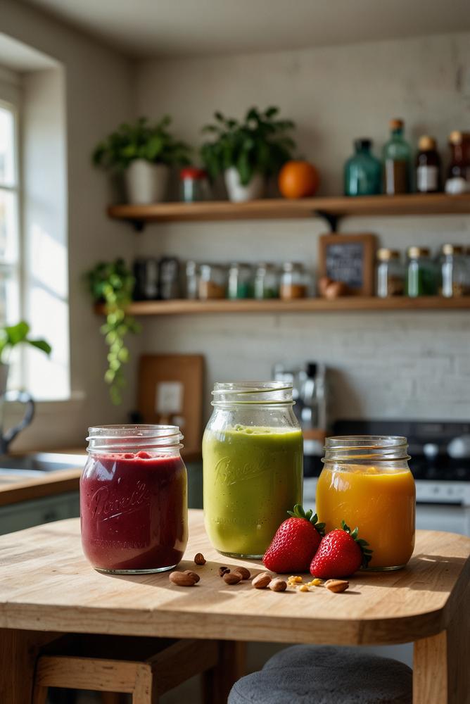 Helle, einladende smoothie-bar beim fruehstueck