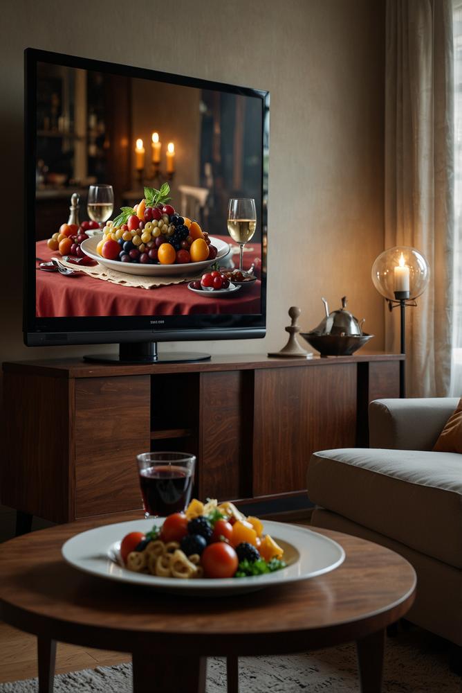 Heller, einladender Raum mit Gourmet-Filmabend Menue