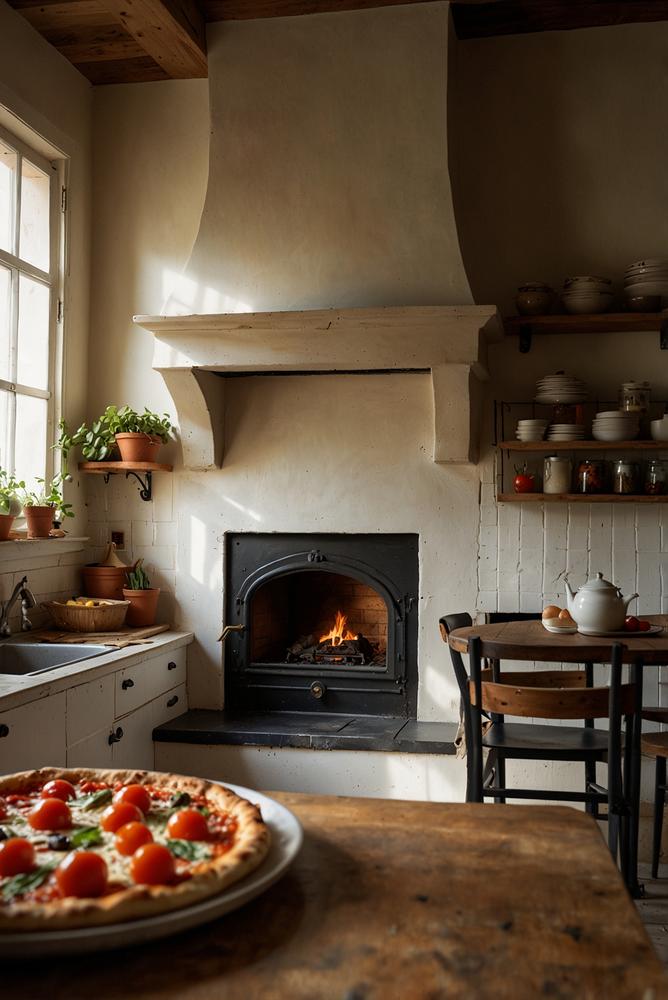 Frisch gebackene Pizza im Ofen für italienischen Abend