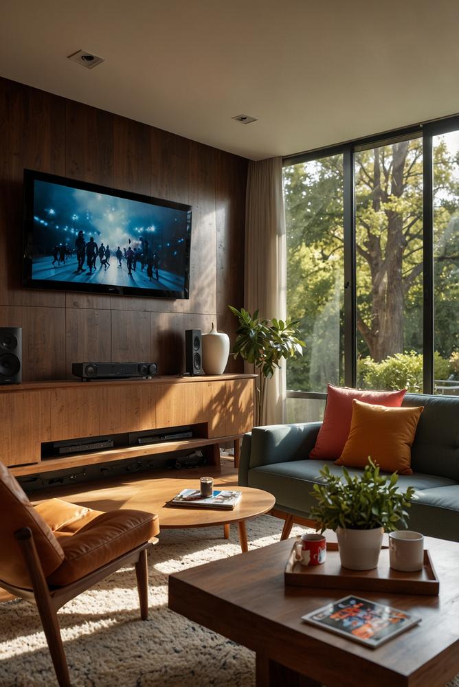 Helles Wohnzimmer für Karaoke-Wiedersehen mit Freunden