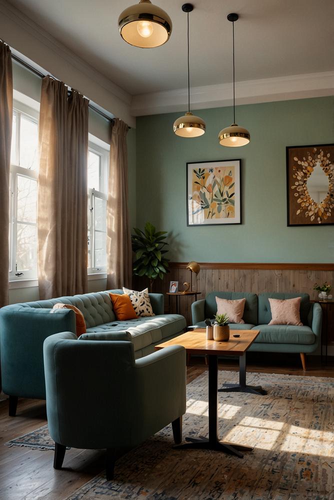 Heller moderner Karaoke-Raum mit Sonnenlicht