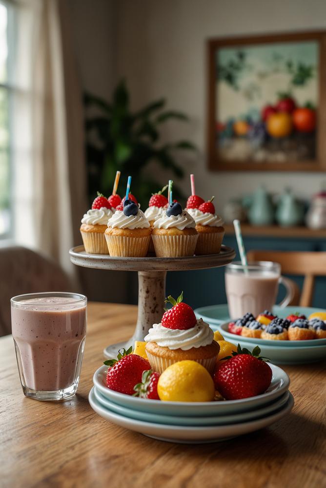 Kinderfreundliche Kuchen und Getränke für Kaffee und Kuchen