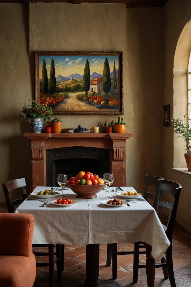 Mediterraner italienischer Abend mit toskanischer und sizilianischer Deko