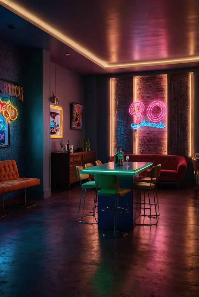 Leuchtender Neon Schriftzug 80er Party Deko