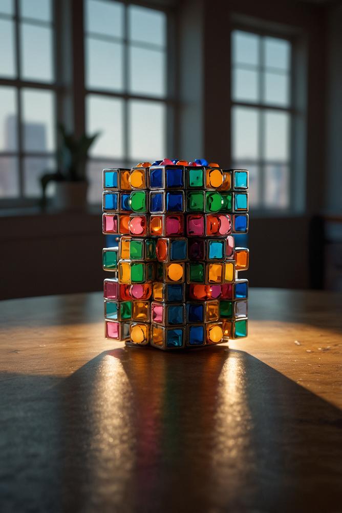 Rubiks Cube Tischdekoration auf 80er-Party