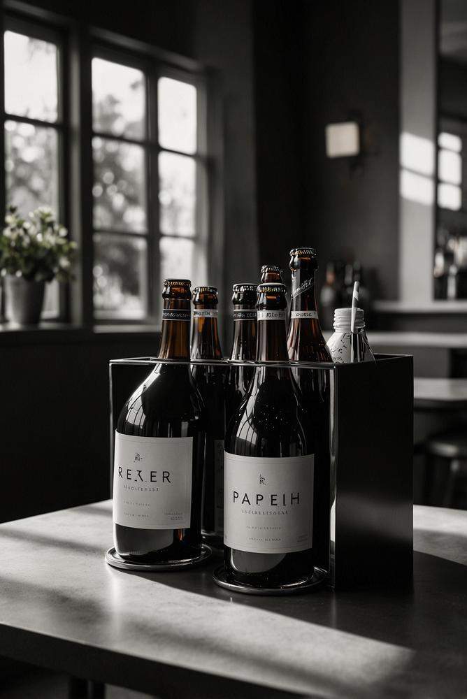 Elegante schwarz-weiß Getränkestation mit schwarzen Kühlern