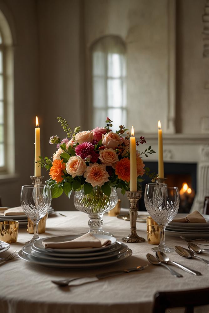 Hell beleuchteter stilvoll gedeckter Tisch zum Geburtstag
