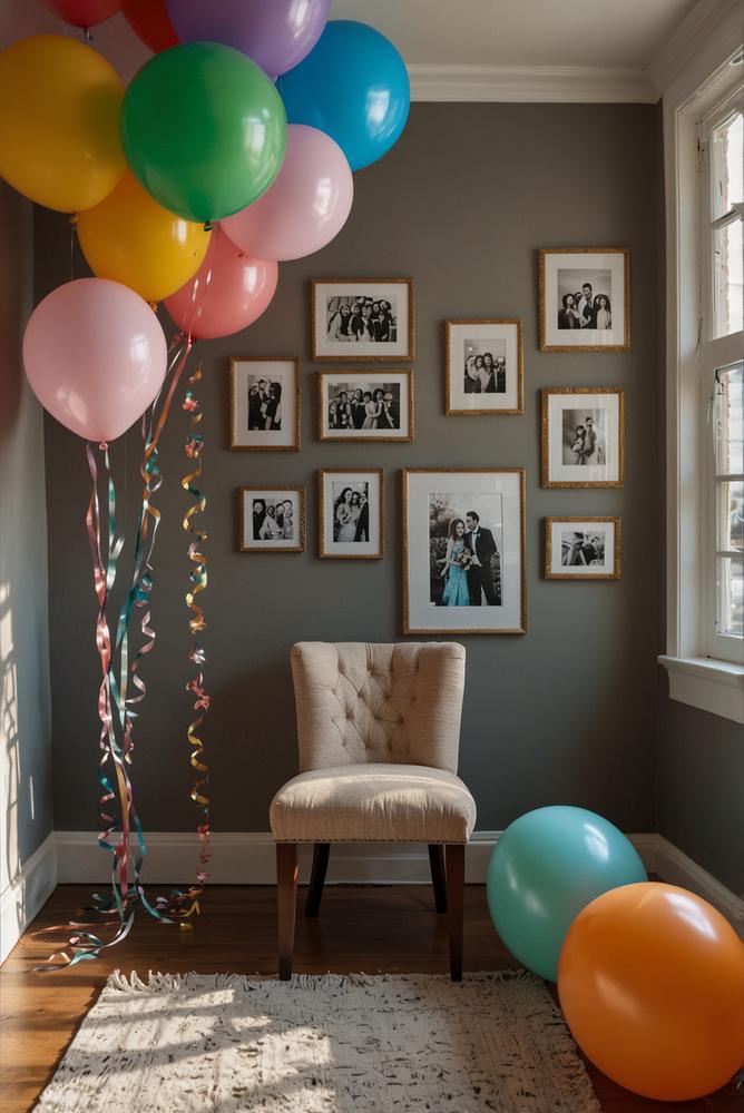 Helle und einladende Fotowand zur Geburtstagsfeier