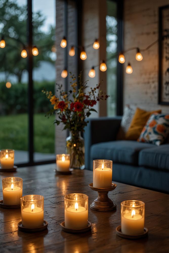 Helle stilvolle Geburtstagsbeleuchtung zu Hause im Raum