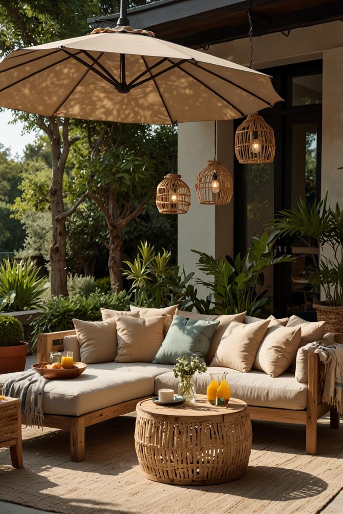 Helle, einladende Terrasse mit stilvollem Brunch-Ambiente
