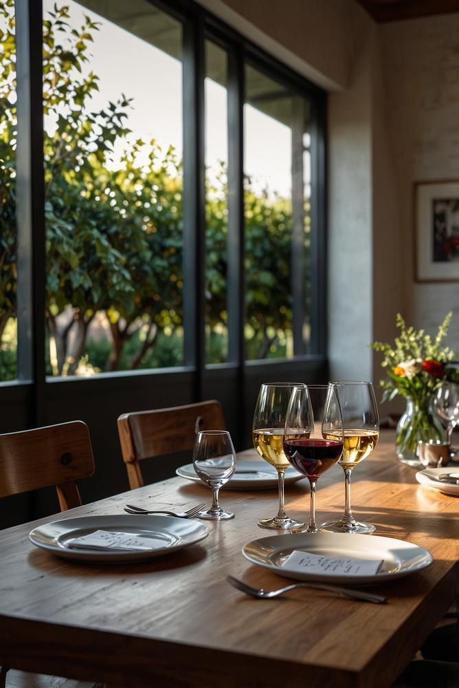 Stilvoll gedeckter Tisch für Foodpairing-Weinabend