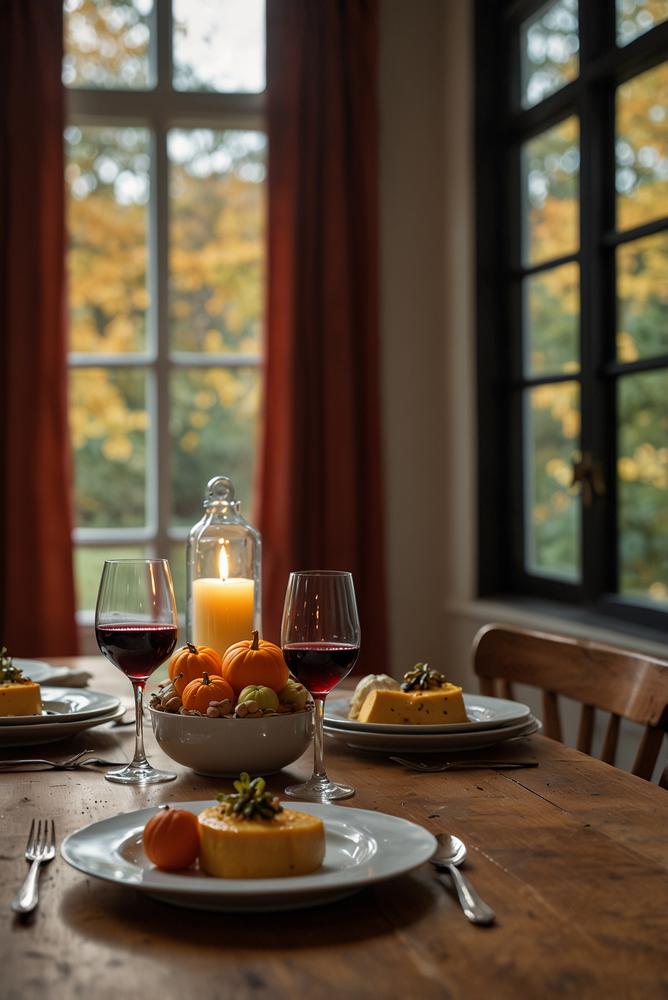 heller herbstlicher weinabend mit herbstlicher deko