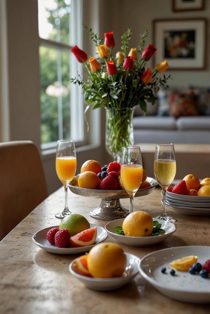 Heller, einladender Brunch mit Sekt und Mocktails