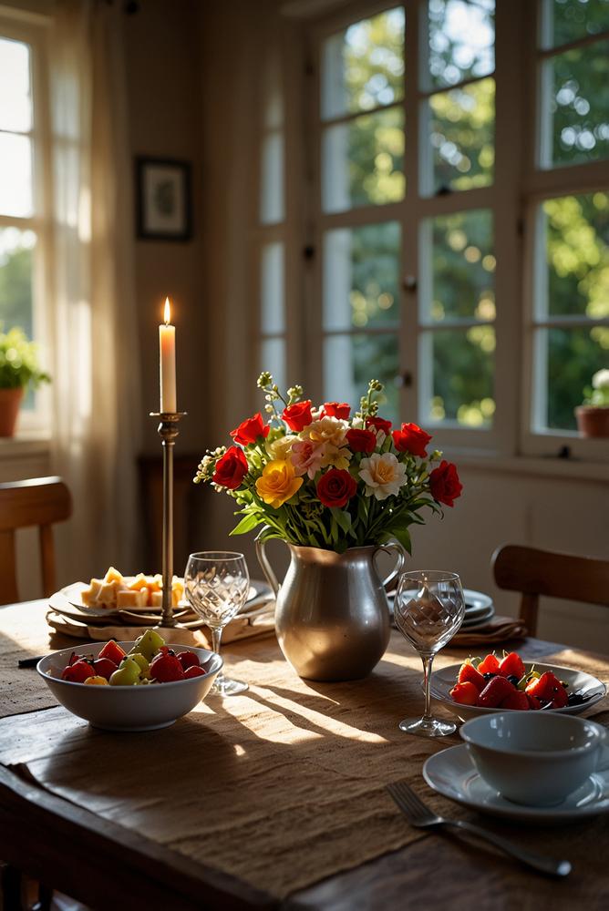 Einladender, lichtdurchfluteter Fondue-Abend mit Kerzenlicht