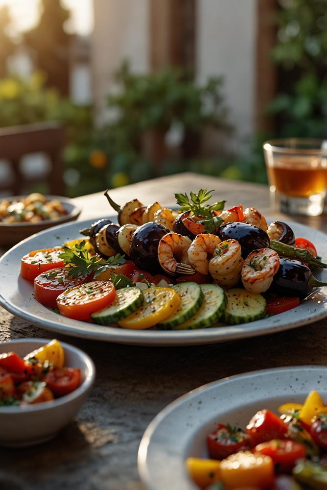 Heller, einladender Grill-Tapas-Abend im mediterranen Stil
