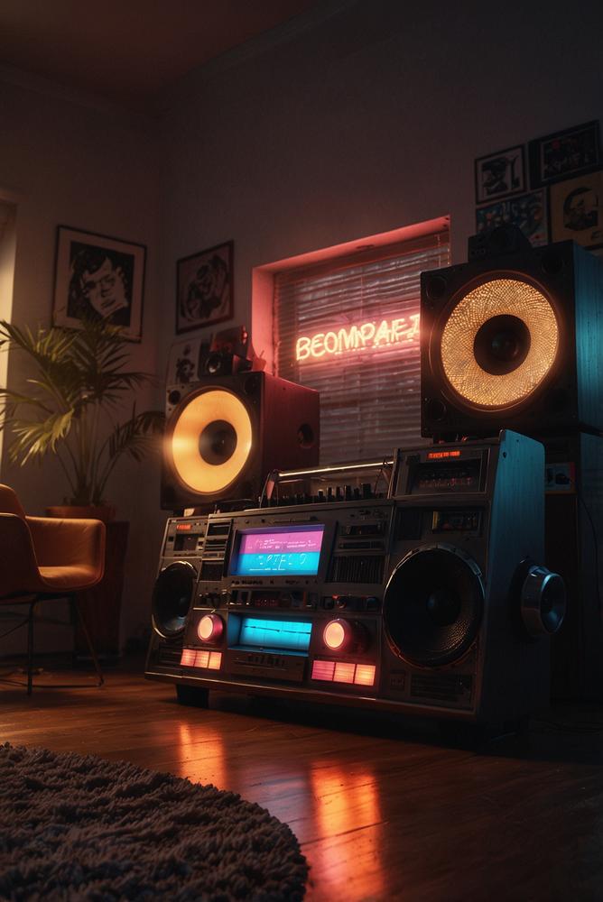 Helle Wohnzimmer Boombox als Retro-DJ-Station