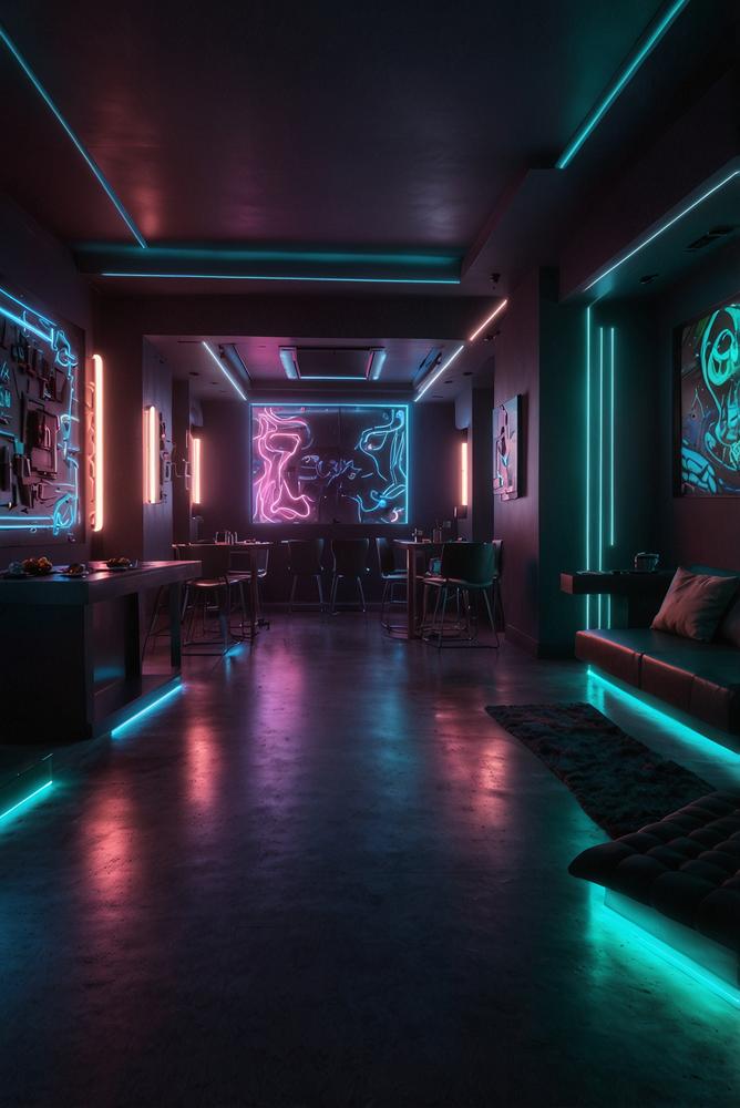 Hell leuchtende Cyberpunk-Mottoparty mit LED-Accessoires