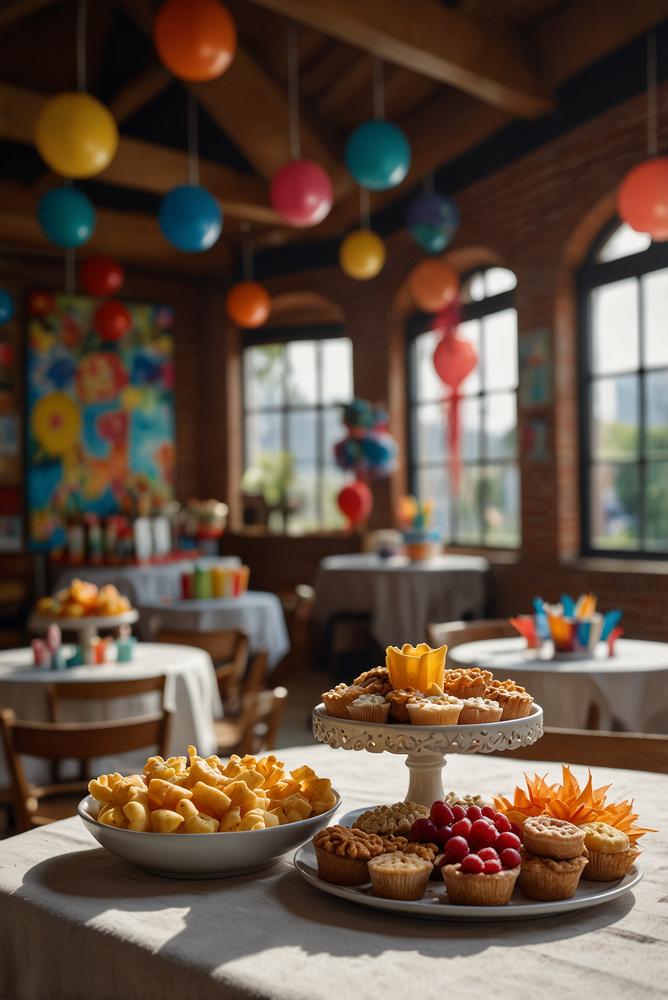 Helle allergikerfreundliche Karnevalsfeier mit Snacks und Deko