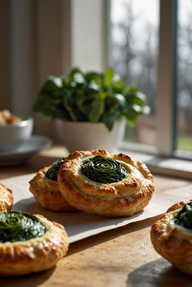 Blätterteig-Schnecken mit Spinat als Karnevalssnack