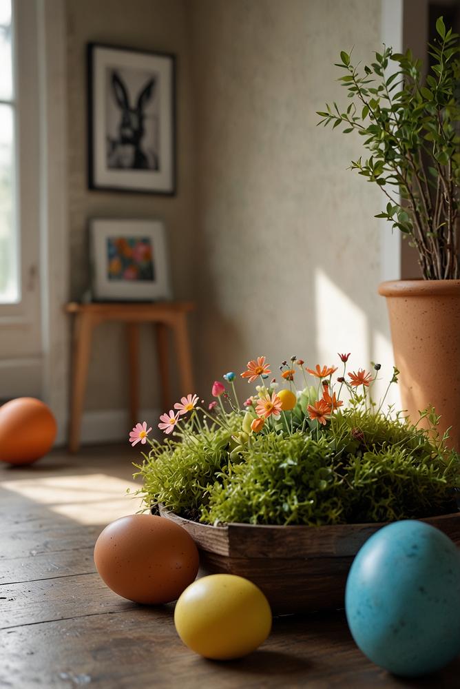 DIY-Verstecke für Ostereiersuche hell und einladend