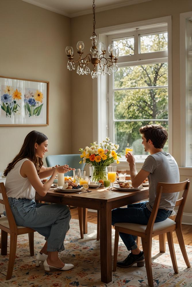 Heller Fruehlingsbrunch mit Spielen und Gespraechen