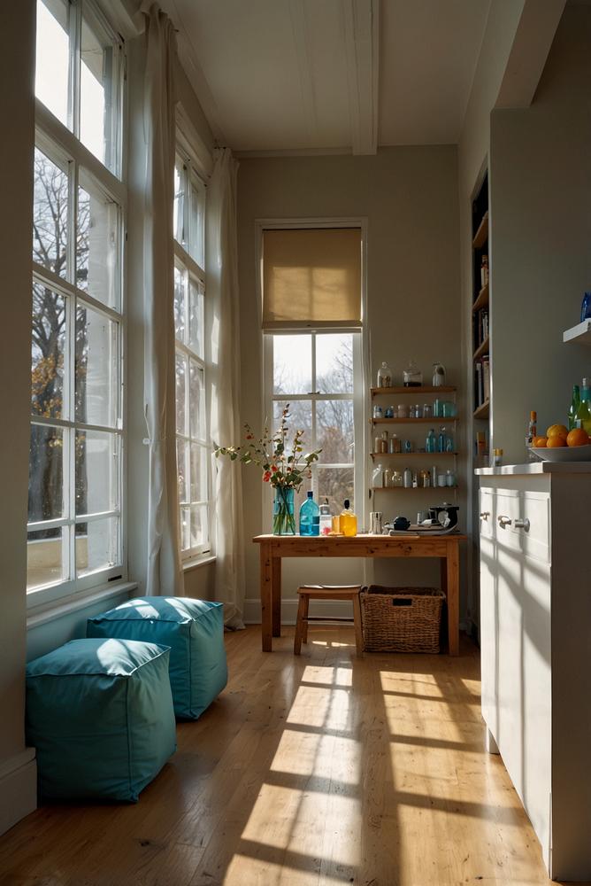 Aufgeraeumte Wohnung mit gebuendelten Glasflaschen nach Karneval