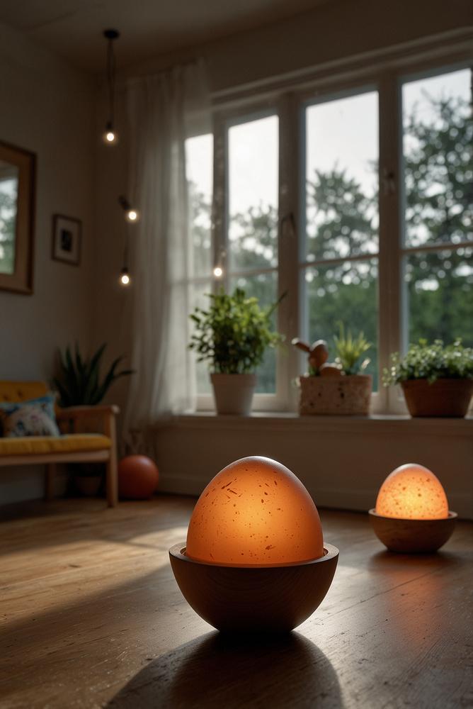 Leuchtende Eier im Glow-in-the-dark Eierlauf bei Ostern