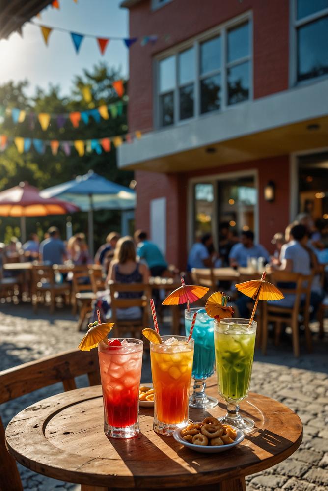 Helle karnevalshofparty mit nachbarn und musik