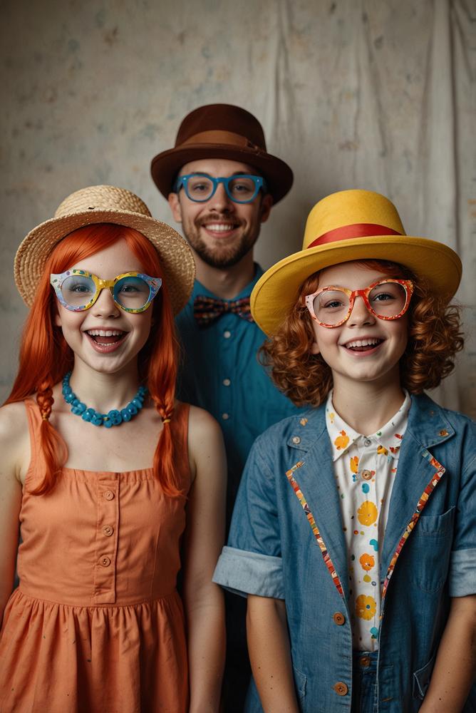 Kinder feiern Karneval am bunten Fotoautomat