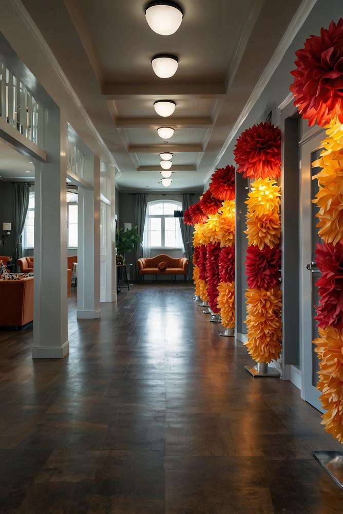 Heller, ordentlicher Eingangsbereich für Karnevalsparty