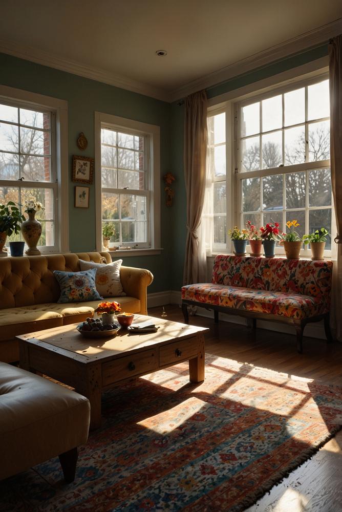 Helles Wohnzimmer für Karnevalsparty mit Sonnenschein