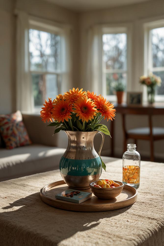 Helles Wohnzimmer mit Sicherheitshinweisen für Karnevalsparty