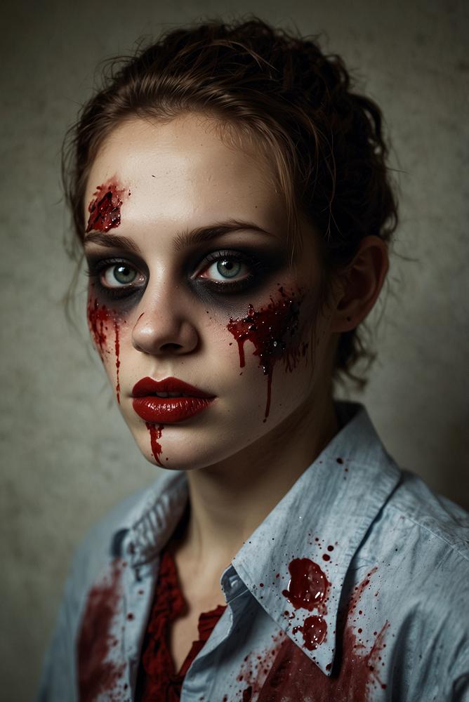 Einladendes, helles Zimmer mit kreativem Zombie-Kostuem