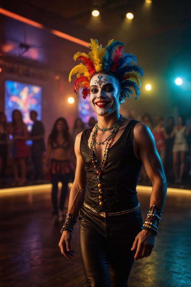 Lichtdurchfluteter Tanzbattle im Wohnzimmer bei Karneval