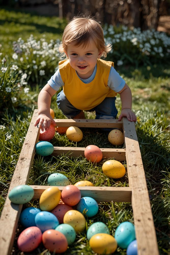 Kinderparcours mit Osterstationen im Garten