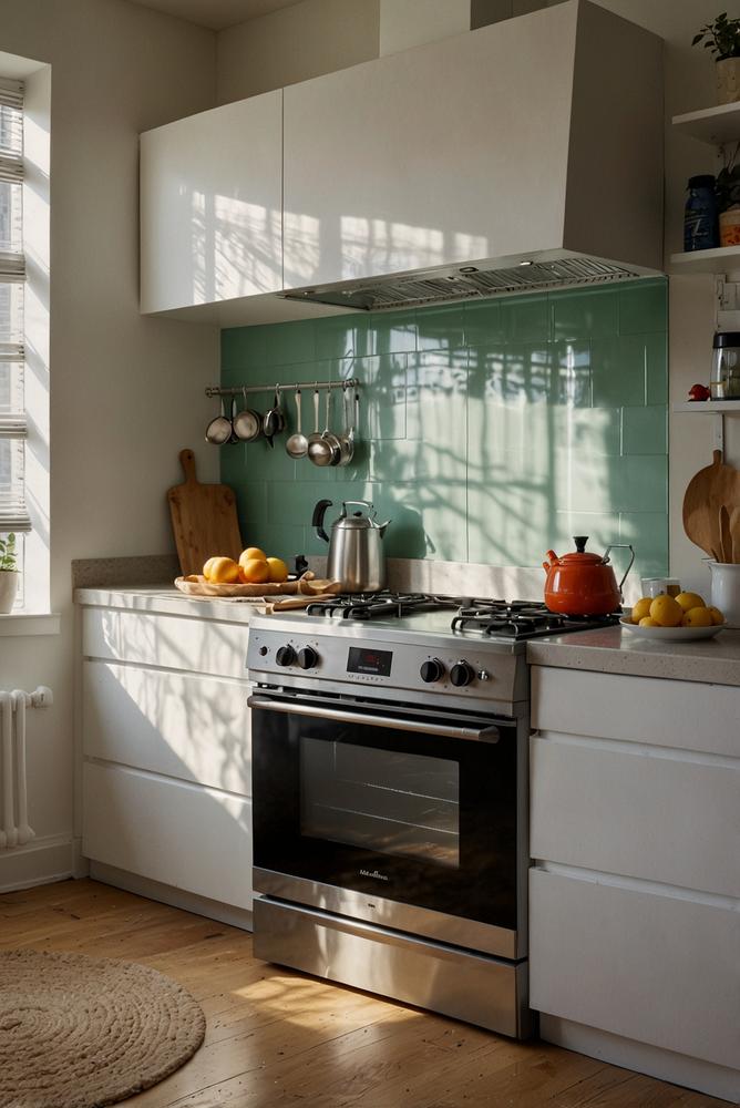 Blitzsaubere, helle moderne Küche nach Karnevalsparty