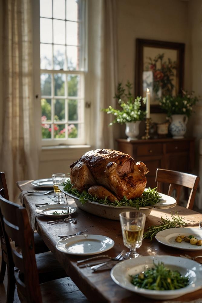 Langsam gegartes Osterlamm auf festlich gedecktem Tisch