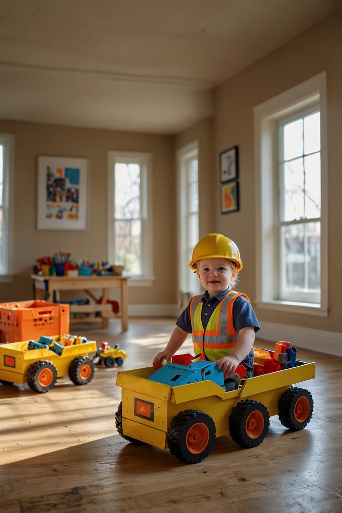 Helle Mini-Baustelle für Kinder in Wohnung