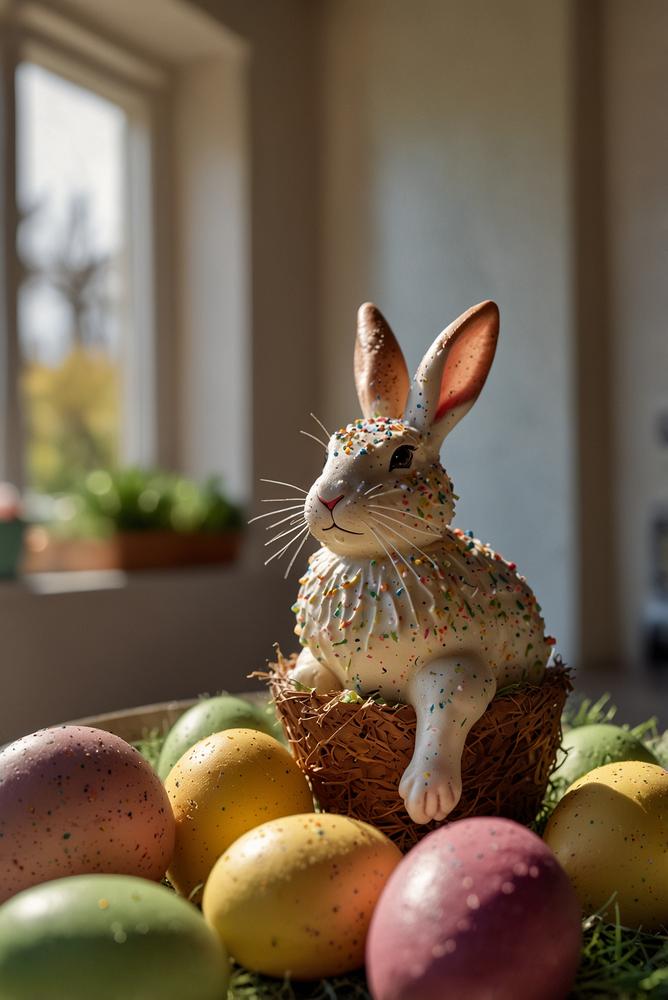 Mini Hasenkekse im Osternest mit bunter Deko