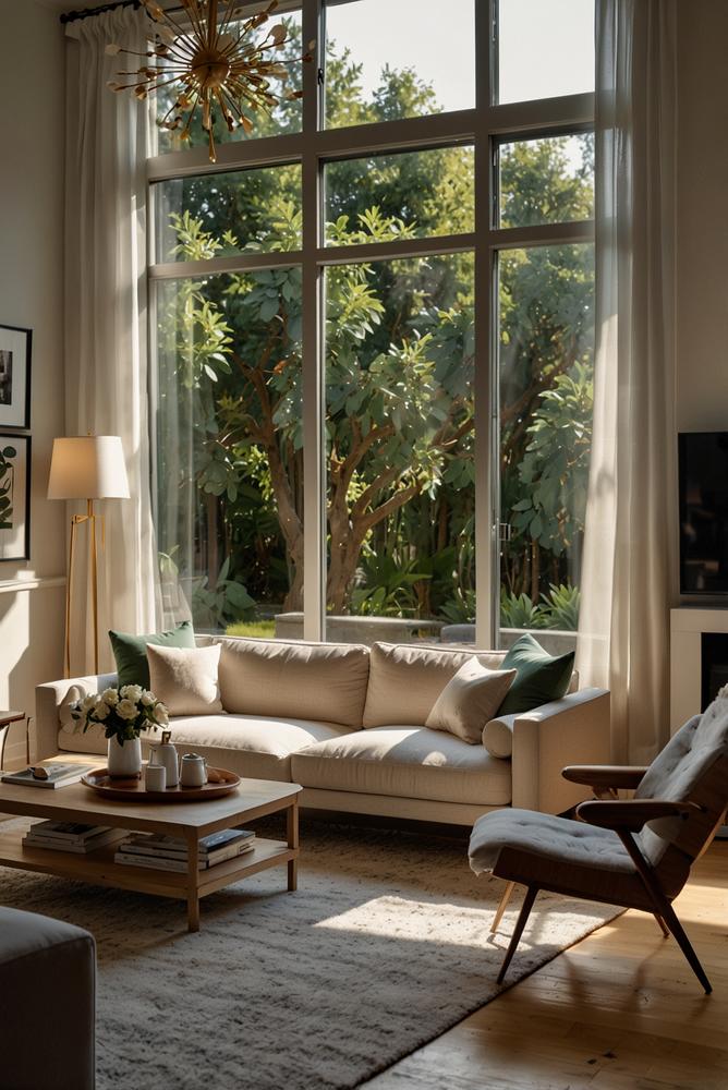 Helles wohnzimmer vor karnevalsparty freundlich und lichtdurchflutet