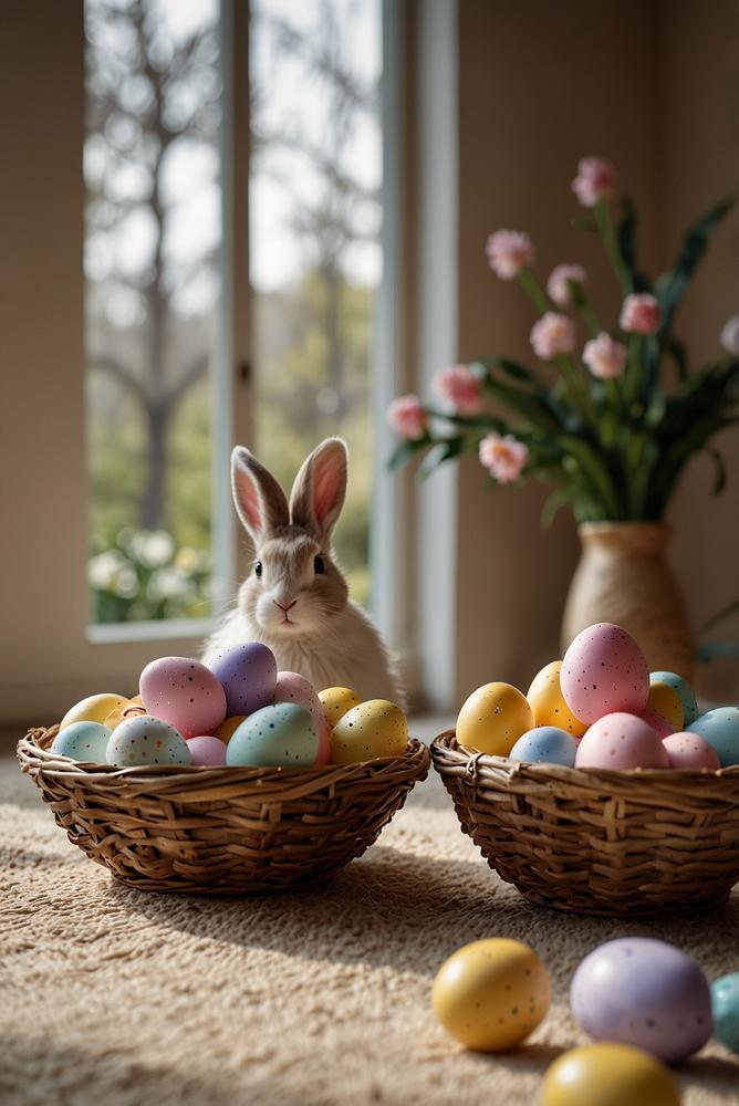 Helle und einladende Ostereiersuche mit Spielstationen